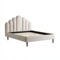 Upholstered bed frame with wood slats in beige 200 x 160 x 100cm