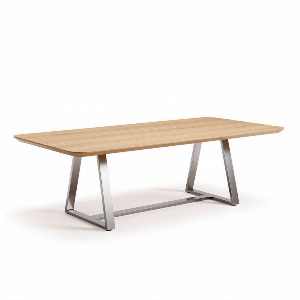 Wooden dining table with metal legs 180 x 90 x 75cm for home use