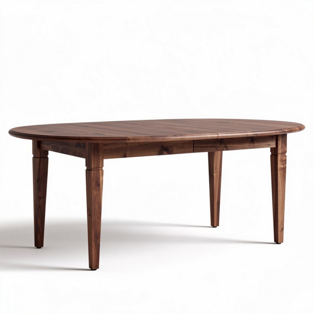 Wooden oval dining table with extendable feature and natural finish 150 x 90 x 75cm