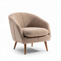 Fabric accent chair with wooden legs in beige 70 x 70 x 75cm