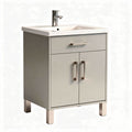 Vanity cabinet with sink two doors and chrome handle grey 60 x 45 x 85cm