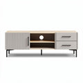 Modern wooden media console with storage and metal legs 120 x 40 x 50cm