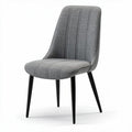 Upholstered dining chair in gray fabric with black metal legs 45 x 50 x 90cm