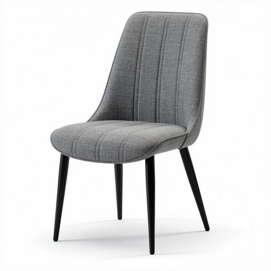 Upholstered dining chair in gray fabric with black metal legs 45 x 50 x 90cm